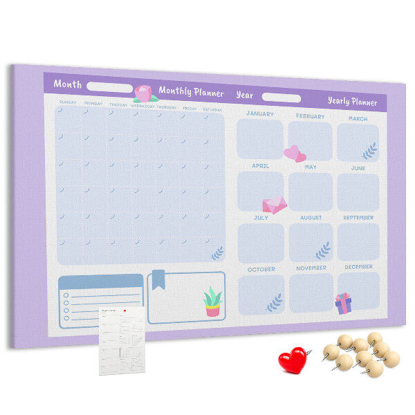 Kurk prikbord jaarplanner in pastelkleuren