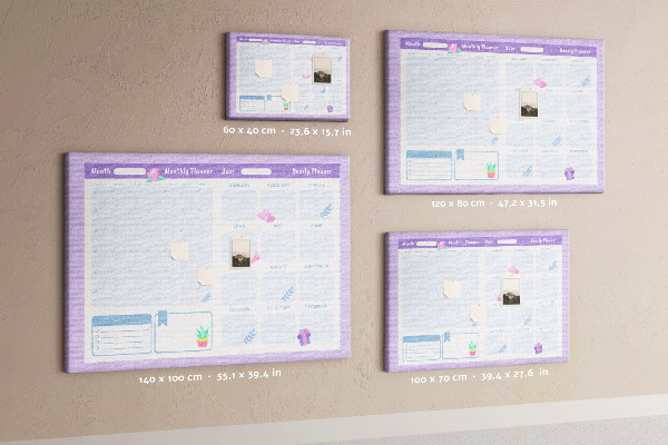 Kurk prikbord jaarplanner in pastelkleuren