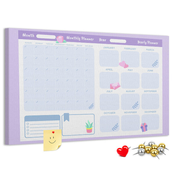 Kurk prikbord jaarplanner in pastelkleuren