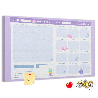 Kurk prikbord jaarplanner in pastelkleuren