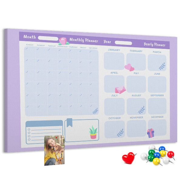 Kurk prikbord jaarplanner in pastelkleuren