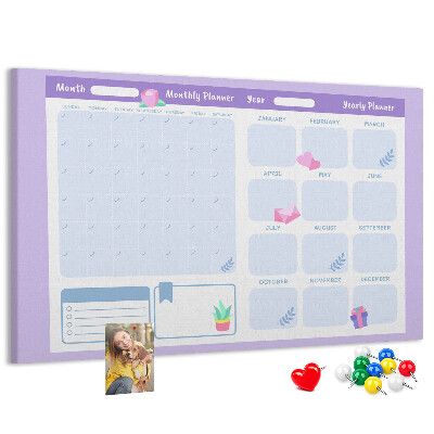 Kurk prikbord jaarplanner in pastelkleuren