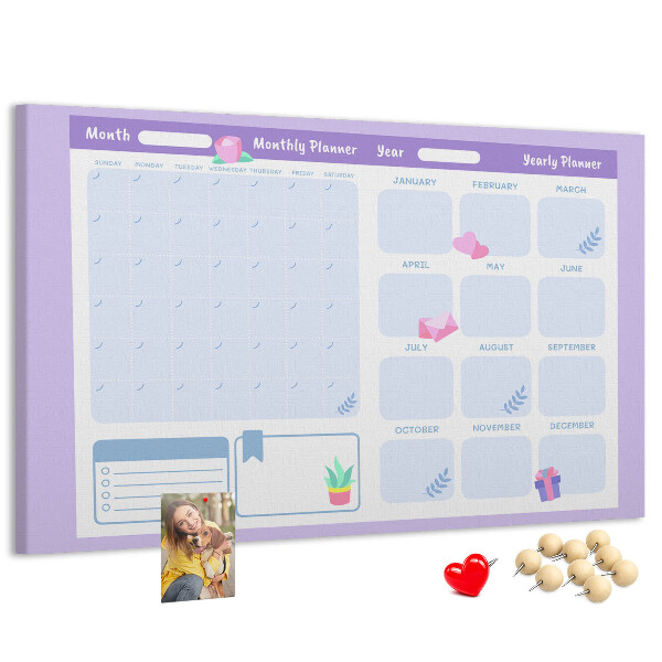 Kurk prikbord jaarplanner in pastelkleuren