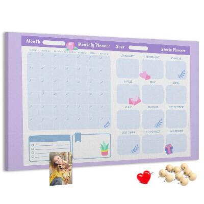 Kurk prikbord jaarplanner in pastelkleuren