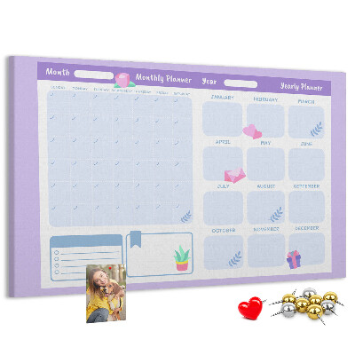 Kurk prikbord jaarplanner in pastelkleuren