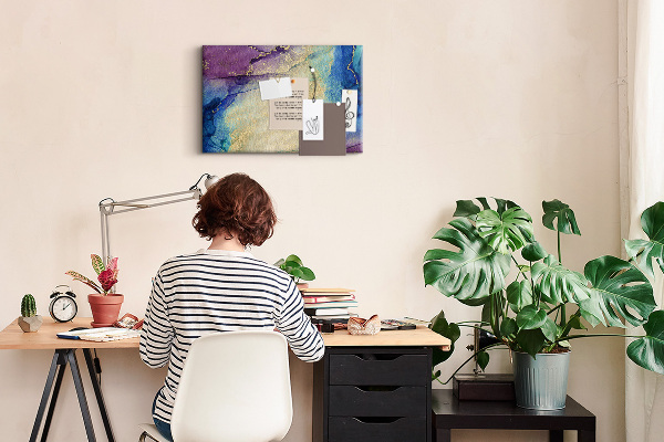 Prikbord met abstract patroon in verschillende blauwtinten
