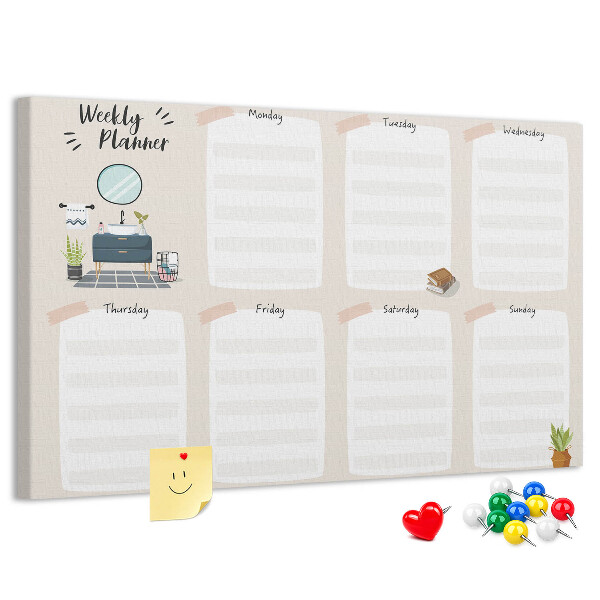 Kurkbord weekplanner met een minimalistisch design