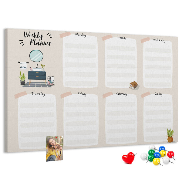Kurkbord weekplanner met een minimalistisch design