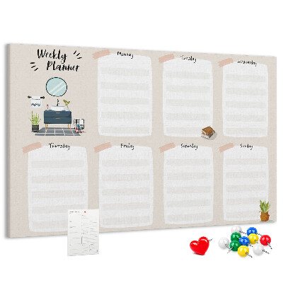Kurkbord weekplanner met een minimalistisch design