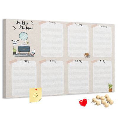 Kurkbord weekplanner met een minimalistisch design