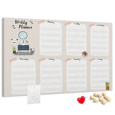 Kurkbord weekplanner met een minimalistisch design