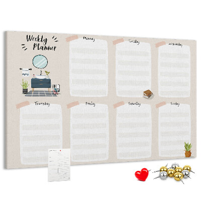 Kurkbord weekplanner met een minimalistisch design