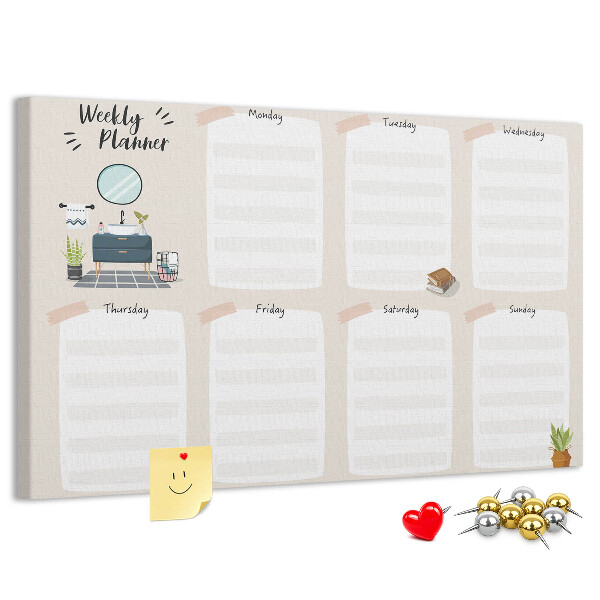 Kurkbord weekplanner met een minimalistisch design