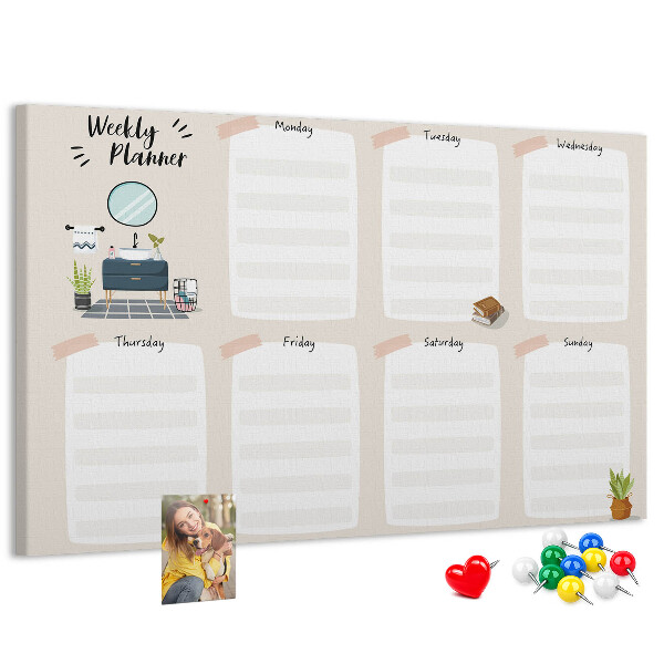 Kurkbord weekplanner met een minimalistisch design