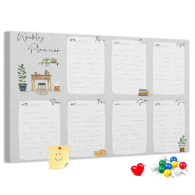 Prikbord weekplanner met plantenaccenten