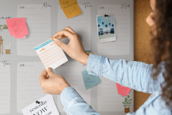 Prikbord weekplanner met plantenaccenten