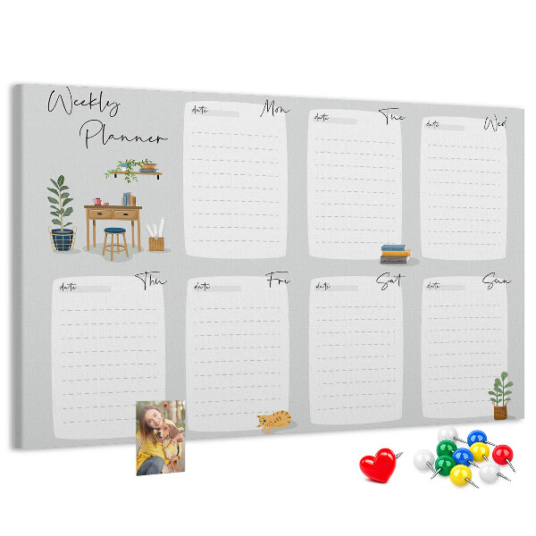 Prikbord weekplanner met plantenaccenten