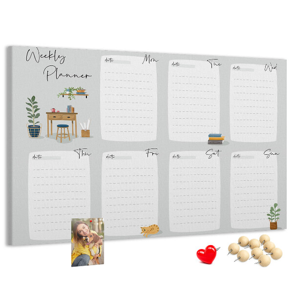 Prikbord weekplanner met plantenaccenten