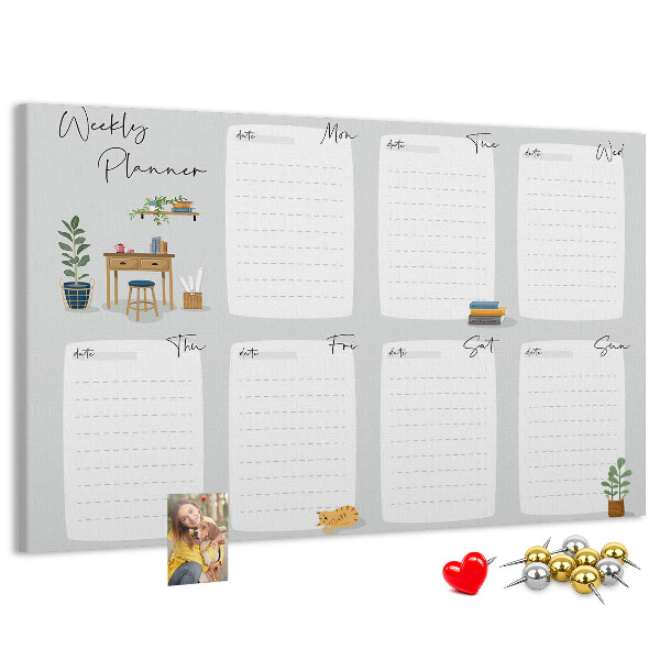 Prikbord weekplanner met plantenaccenten