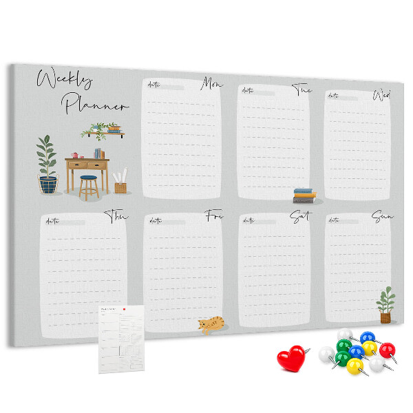 Prikbord weekplanner met plantenaccenten
