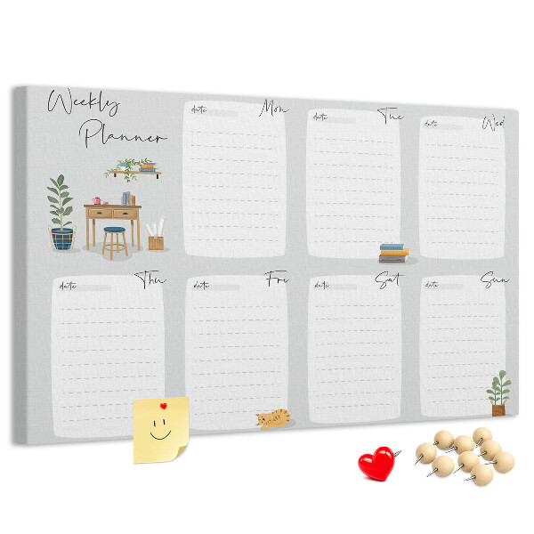 Prikbord weekplanner met plantenaccenten