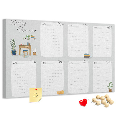 Prikbord weekplanner met plantenaccenten