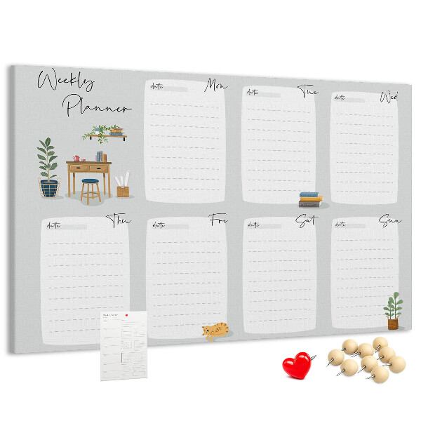 Prikbord weekplanner met plantenaccenten