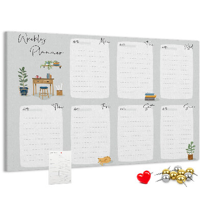 Prikbord weekplanner met plantenaccenten