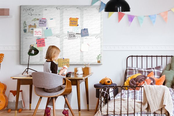 Prikbord weekplanner met plantenaccenten