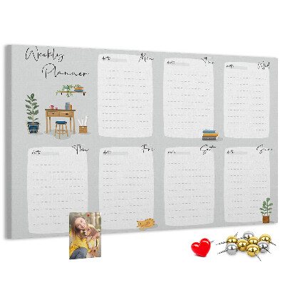 Prikbord weekplanner met plantenaccenten