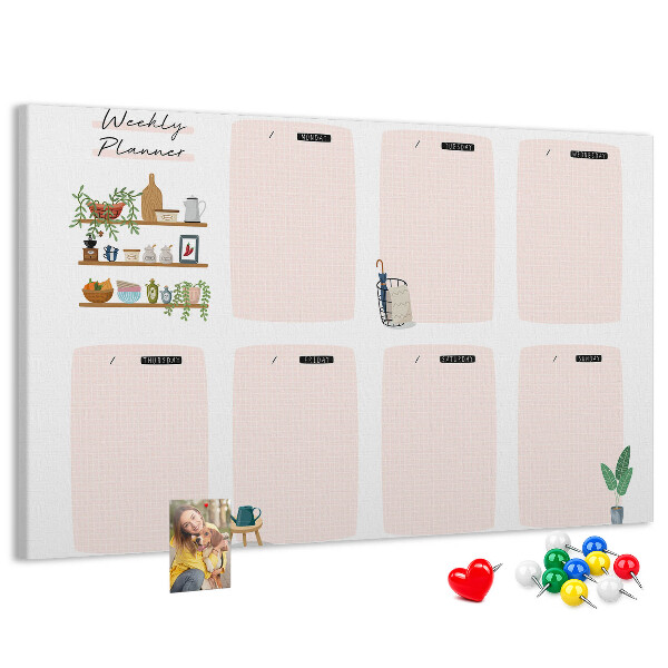 Kurkbord weekplanner met plantenaccenten