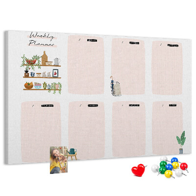 Kurkbord weekplanner met plantenaccenten