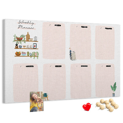 Kurkbord weekplanner met plantenaccenten