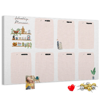 Kurkbord weekplanner met plantenaccenten
