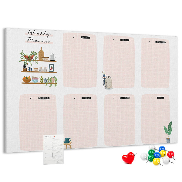 Kurkbord weekplanner met plantenaccenten