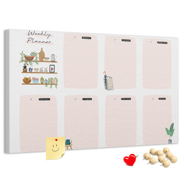 Kurkbord weekplanner met plantenaccenten