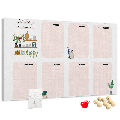 Kurkbord weekplanner met plantenaccenten