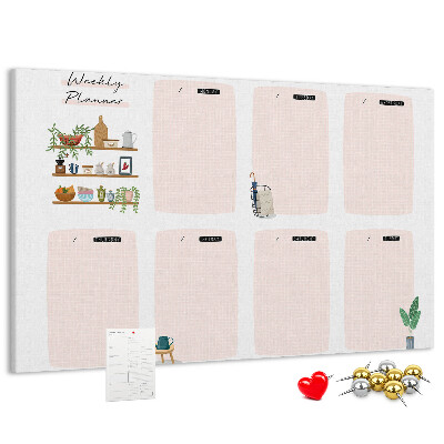 Kurkbord weekplanner met plantenaccenten