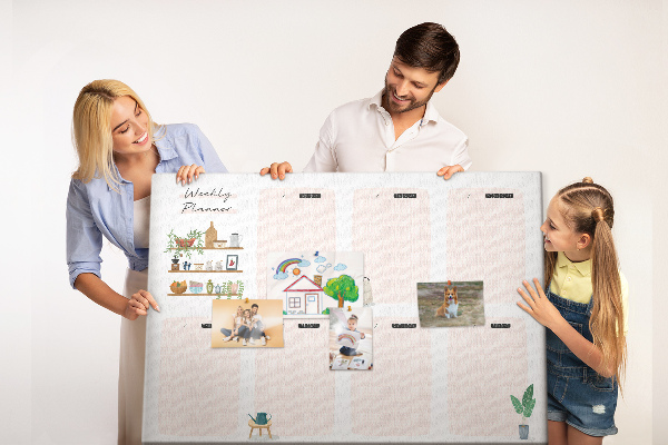 Kurkbord weekplanner met plantenaccenten