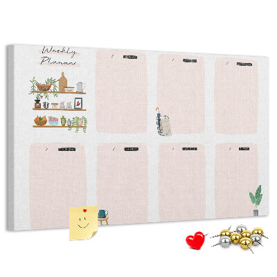 Kurkbord weekplanner met plantenaccenten