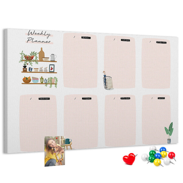 Kurkbord weekplanner met plantenaccenten