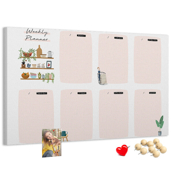 Kurkbord weekplanner met plantenaccenten