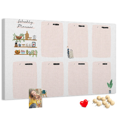 Kurkbord weekplanner met plantenaccenten