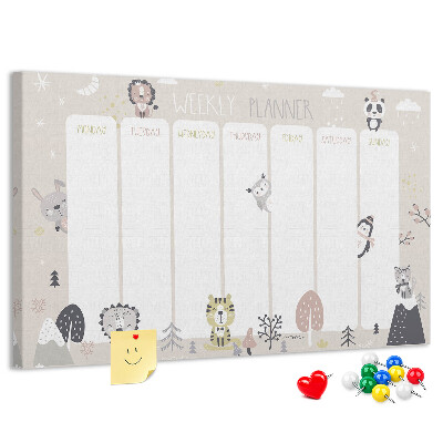 Weekplanner met bosdieren