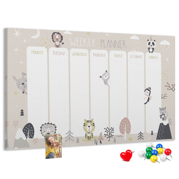 Weekplanner met bosdieren