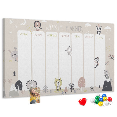 Weekplanner met bosdieren