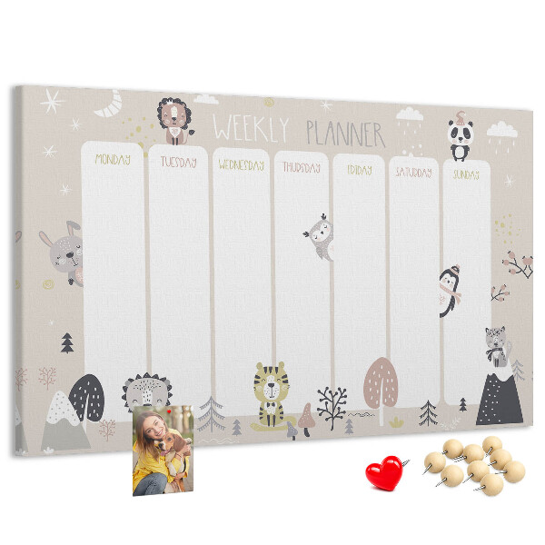 Weekplanner met bosdieren