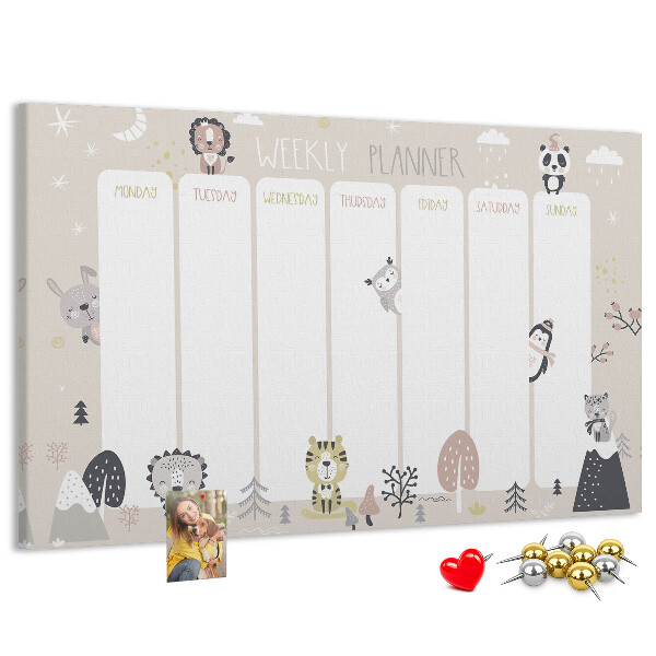 Weekplanner met bosdieren