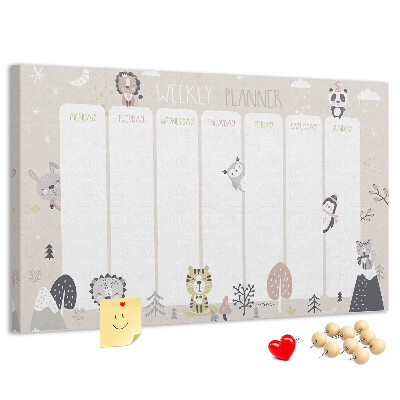 Weekplanner met bosdieren