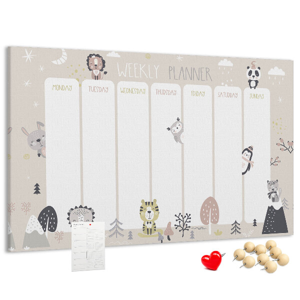 Weekplanner met bosdieren